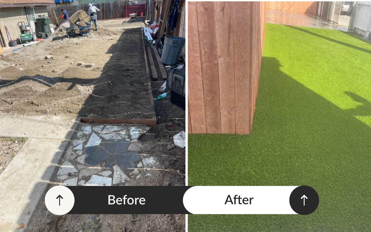 Before and after turf transformation 2